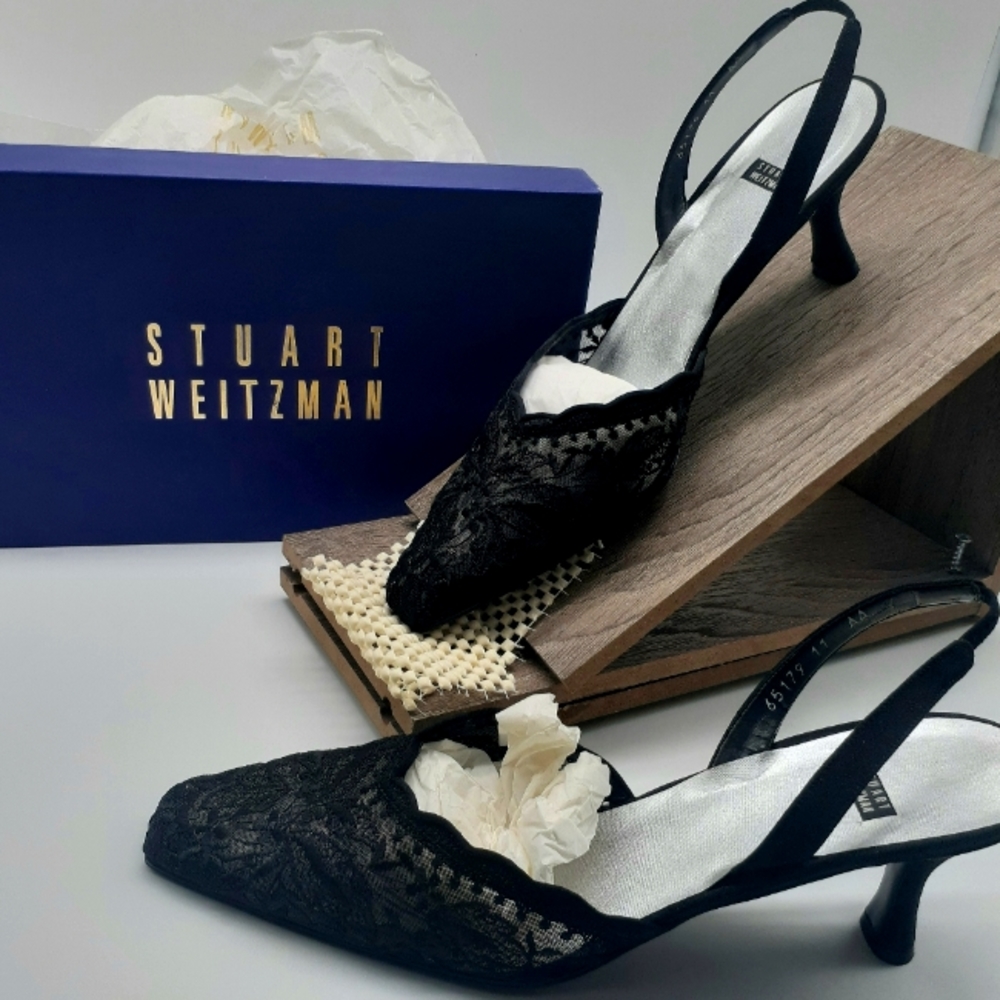 Stuart Weitzman Black Scallop Lace High Heel Shoe W Size 11 A